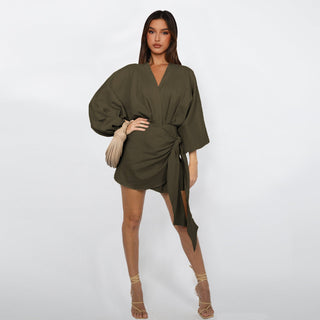 Vestido envolvente con escote en V para mujer