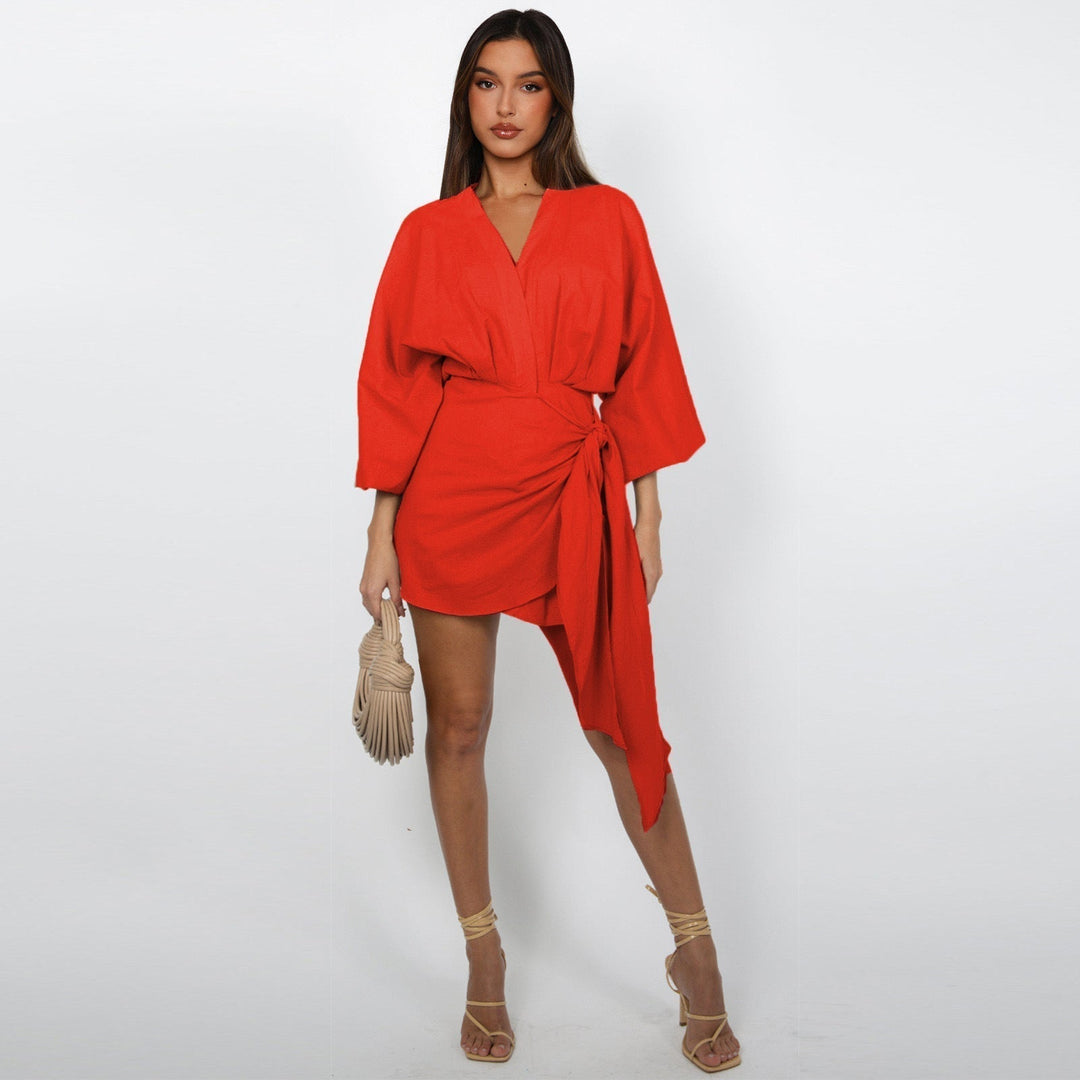 Vestido envolvente con escote en V para mujer