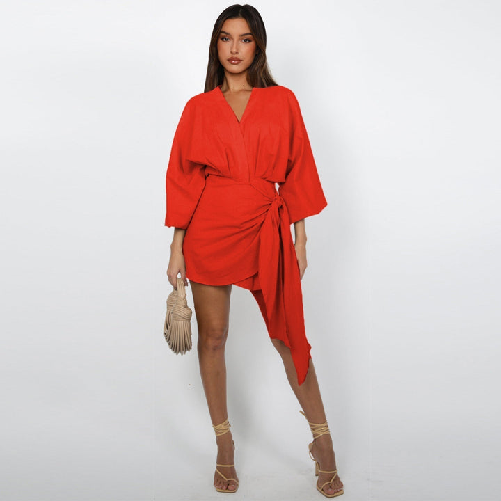 Vestido envolvente con escote en V para mujer