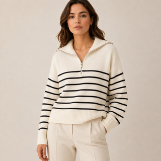 Jersey de Media Cremallera a Rayas | Belgravia