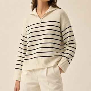 Jersey de Media Cremallera a Rayas | Belgravia