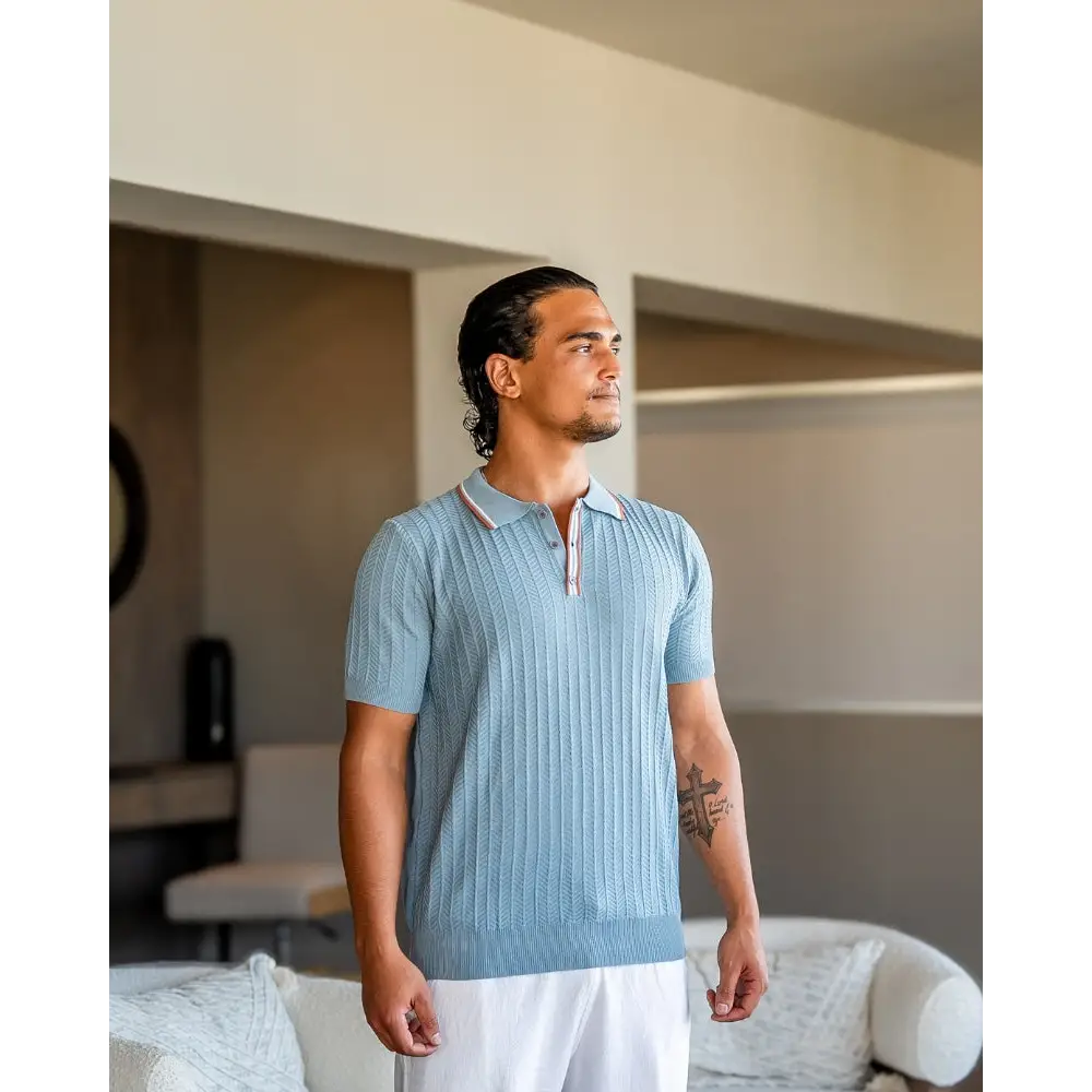 Textured Knit Polo Shirt