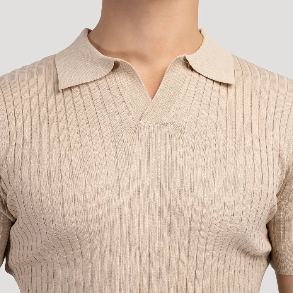 Polo Acanalado Cuello V | Capri