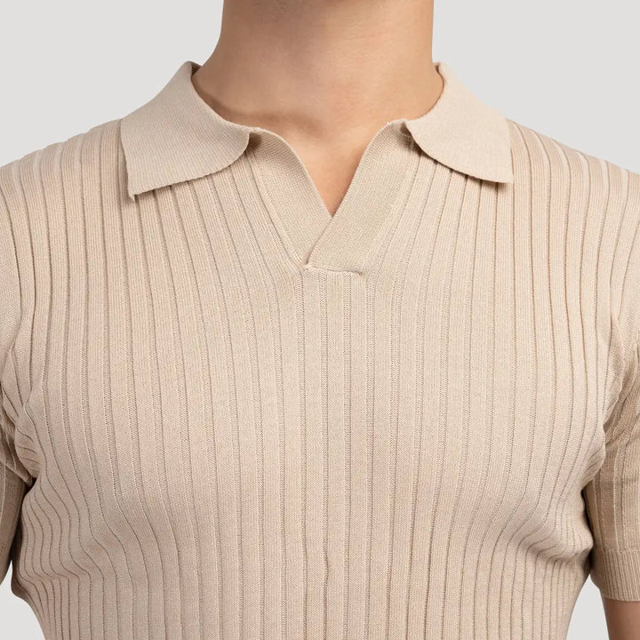 Polo Acanalado Cuello V | Capri