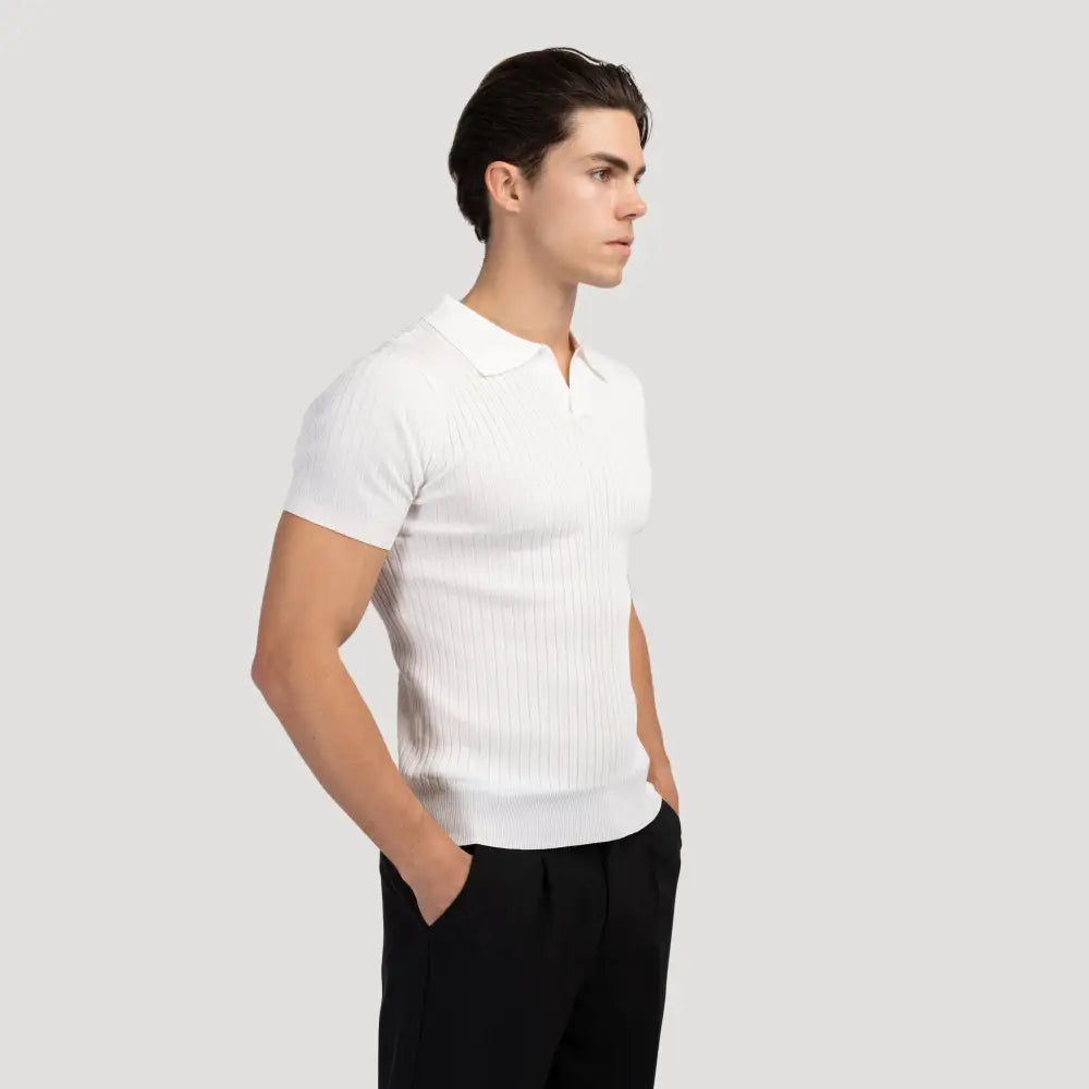 Polo Acanalado Cuello V | Capri