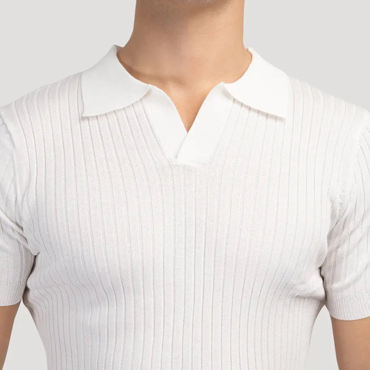 Polo Acanalado Cuello V | Capri