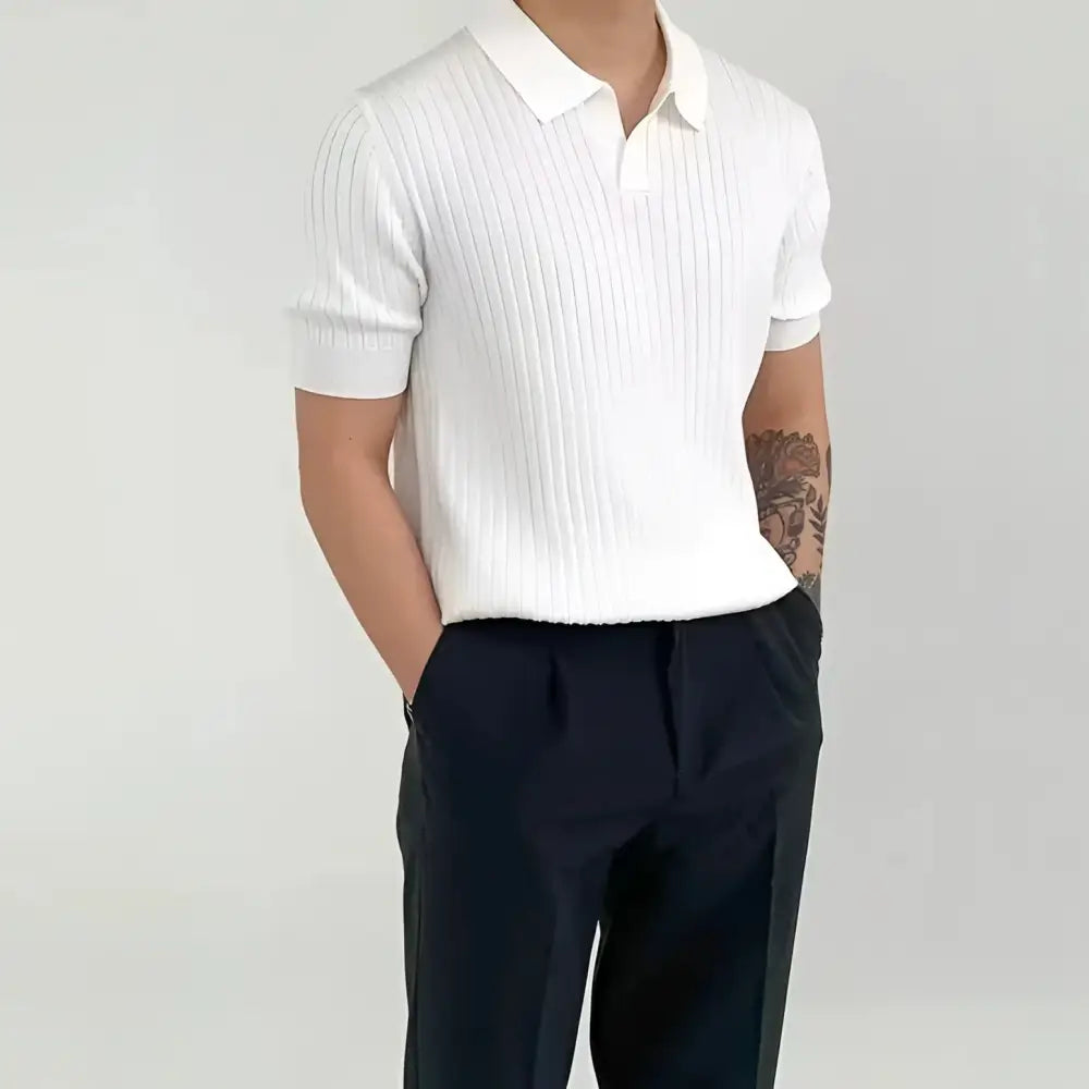 Polo Acanalado Cuello V | Capri