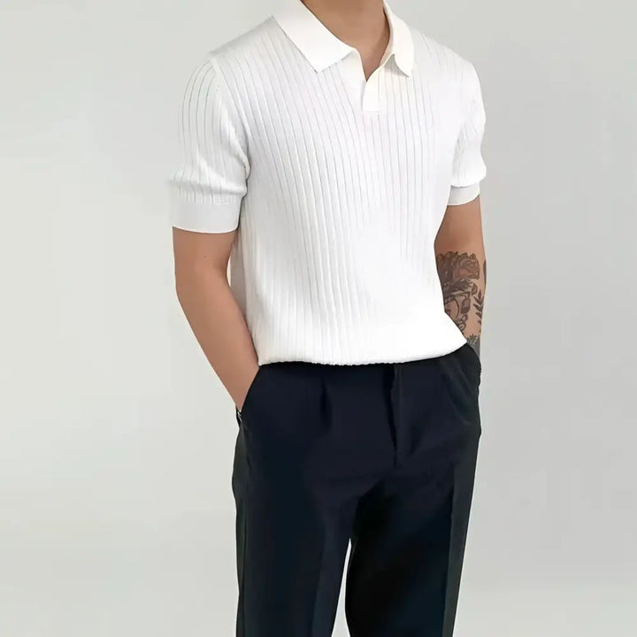 Polo Acanalado Cuello V | Capri