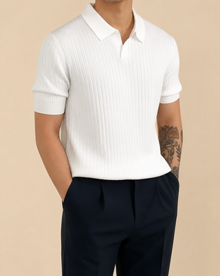 Polo Acanalado Cuello V | Capri
