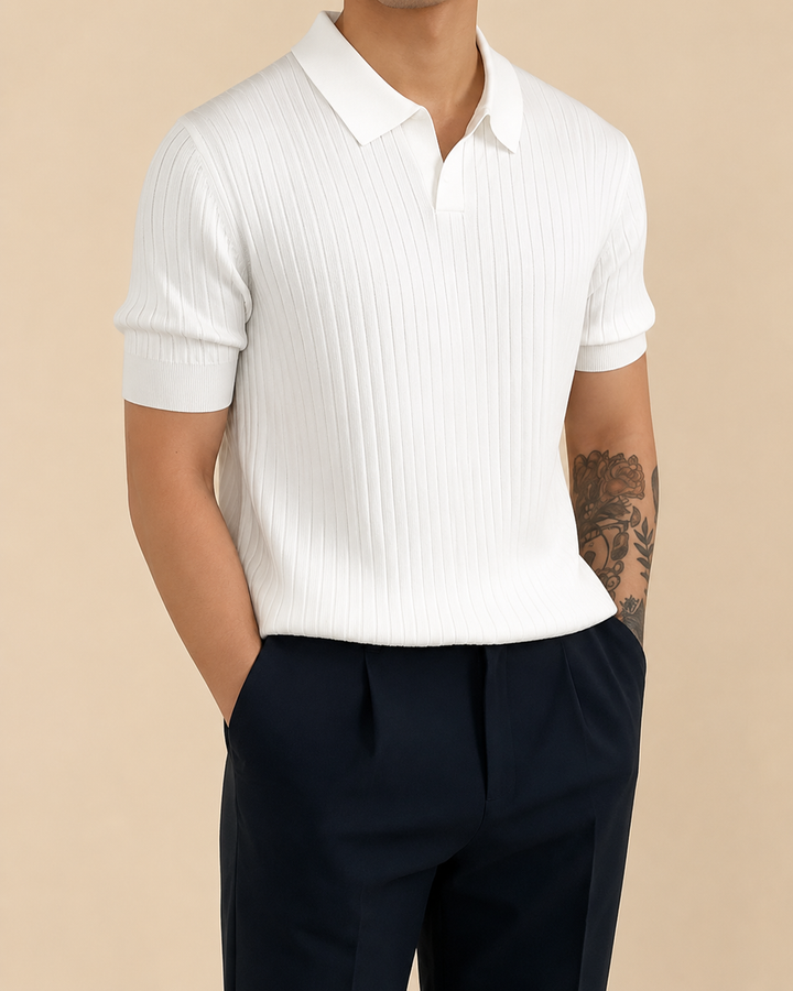 Polo Acanalado Cuello V | Capri