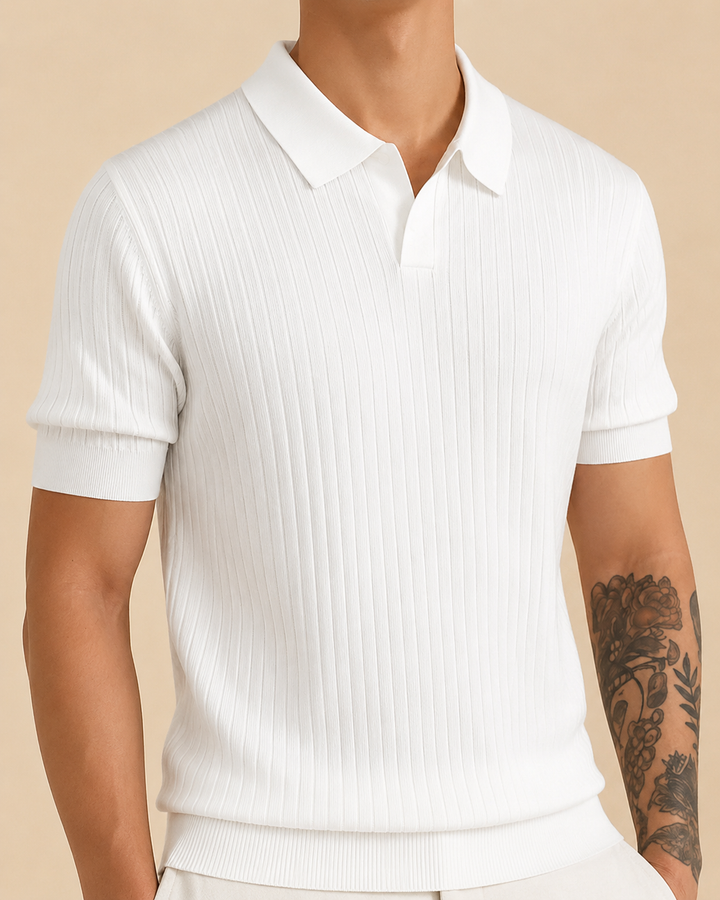 Polo Acanalado Cuello V | Capri
